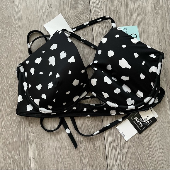Black and white Halter swim bathing Suit size 34D - Picture 1 of 7